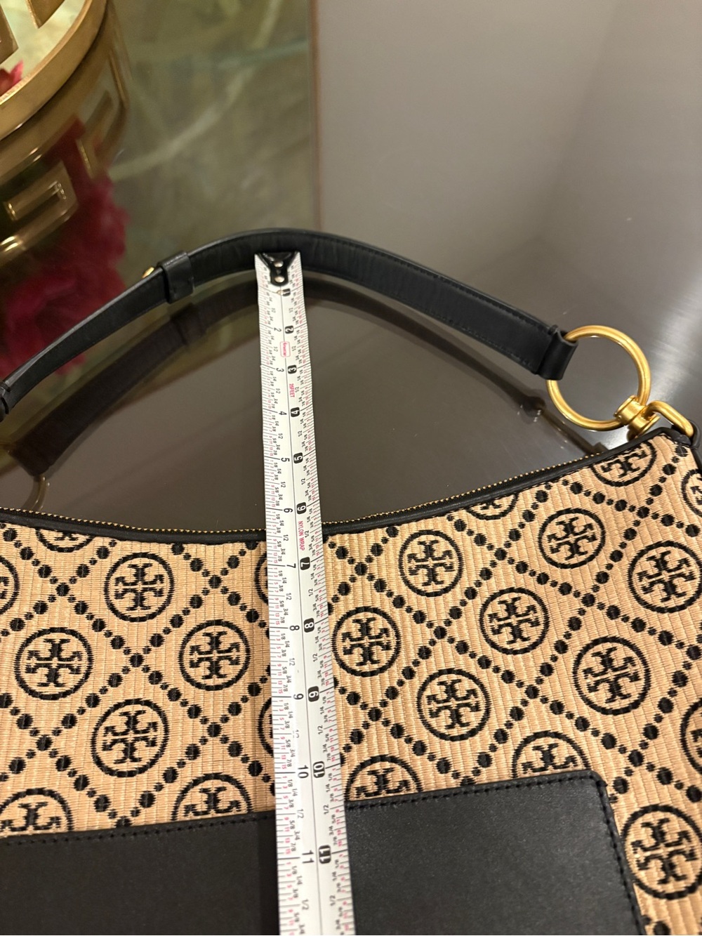 Tory Burch Raffia Woven Logo Half Moon Purse Shoulder Bag - Picture 10 of 13